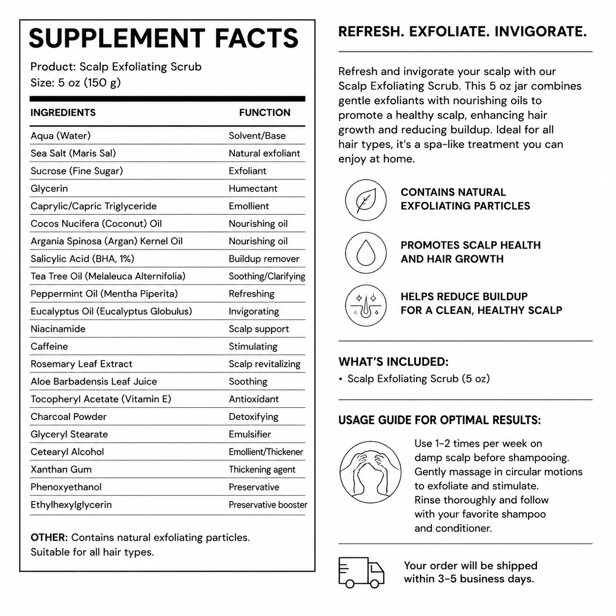 Scalp Exfoliating Scrub — Supplement Facts