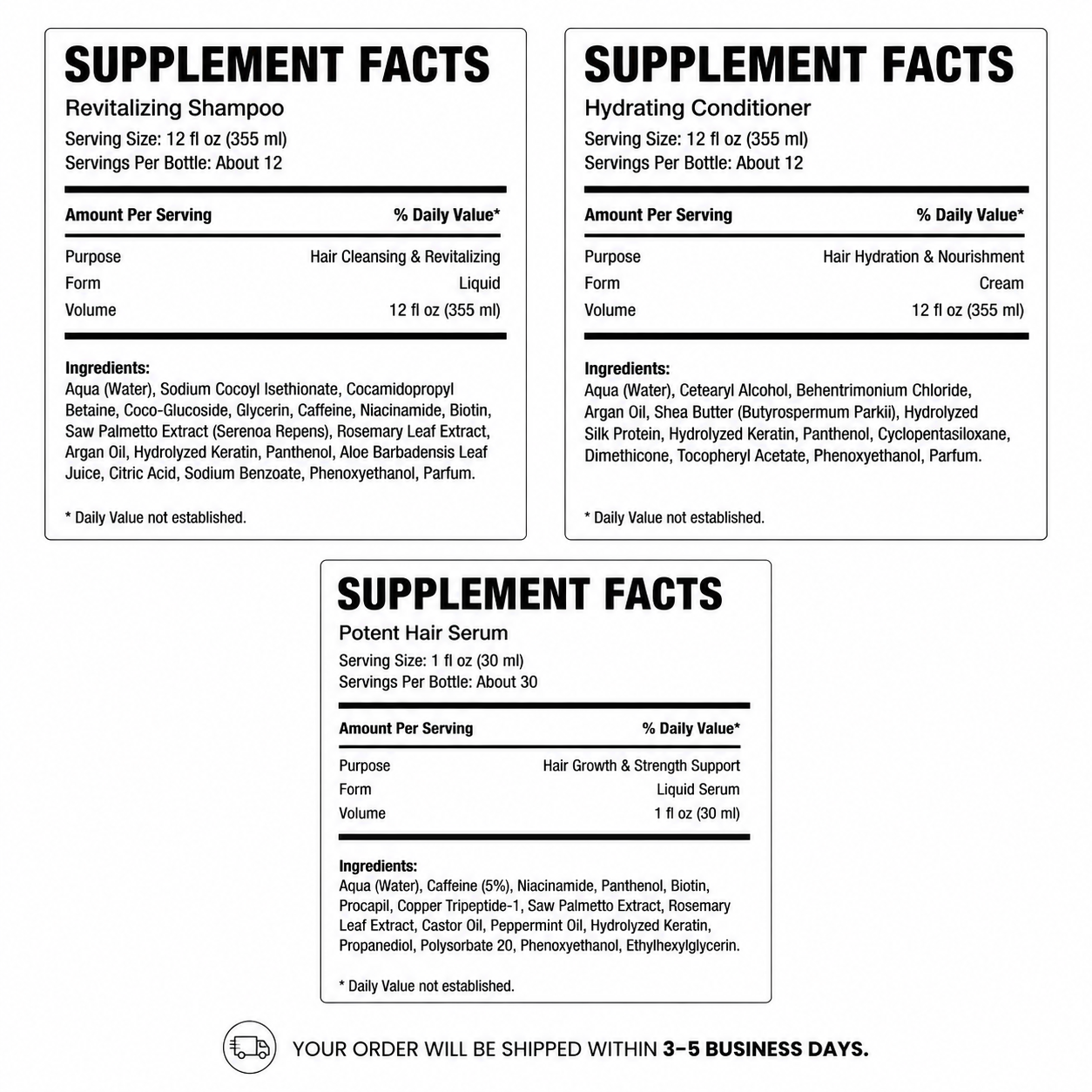 Complete Hair Growth Kit — Supplement Facts